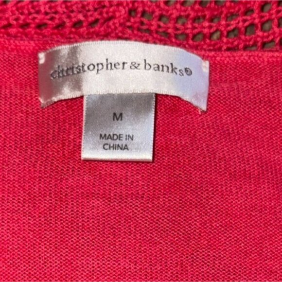 Christopher & Banks Womens Light Weight 3/4 Sleeve Sweater W/ Scarf-Red-M-GUC - Picture 4 of 5